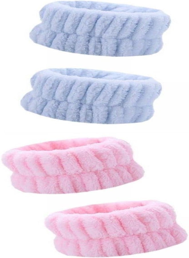 Zhuluck 2 Pcs Spa Face Washing Wristbands,Microfiber Wrist Towels Absorbent Facial Elastic Wristbands Makeup Wash Wrist Towels,Reusable Absorbent Stop Water Run Down Arms (Blue,Pink) - Image 3